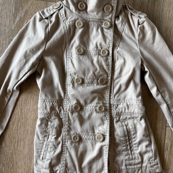 H&M Divided tan double breasted military short trench coat size small - Picture 4 of 10